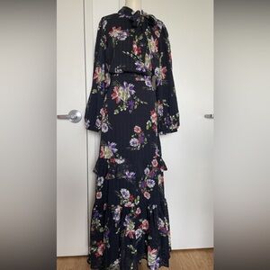 ASOS Black Floral Long Sleeve Maxi Dress